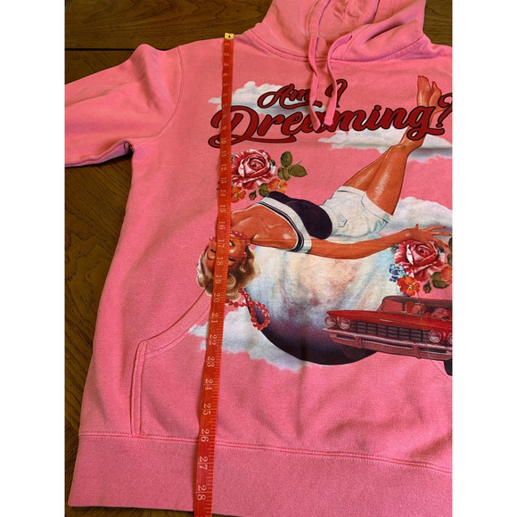 INDEPENDENT Trading Company Pink Fleece Am I Dreaming ? Hooded Hoodie Size M - Picture 10 of 13